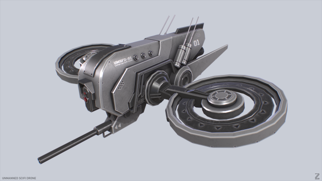 Unmanned Scifi Drone Modelo 3D .c4d .max .obj .3ds .fbx .stl .blend 