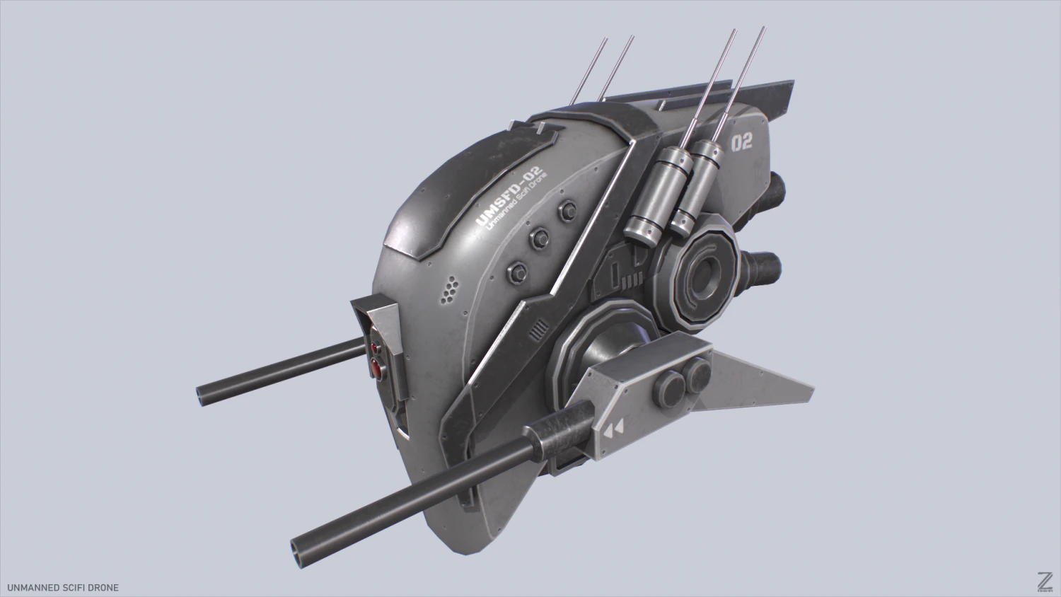 Unmanned Scifi Drone 3D Model .c4d .max .obj .3ds .fbx .stl .blend 