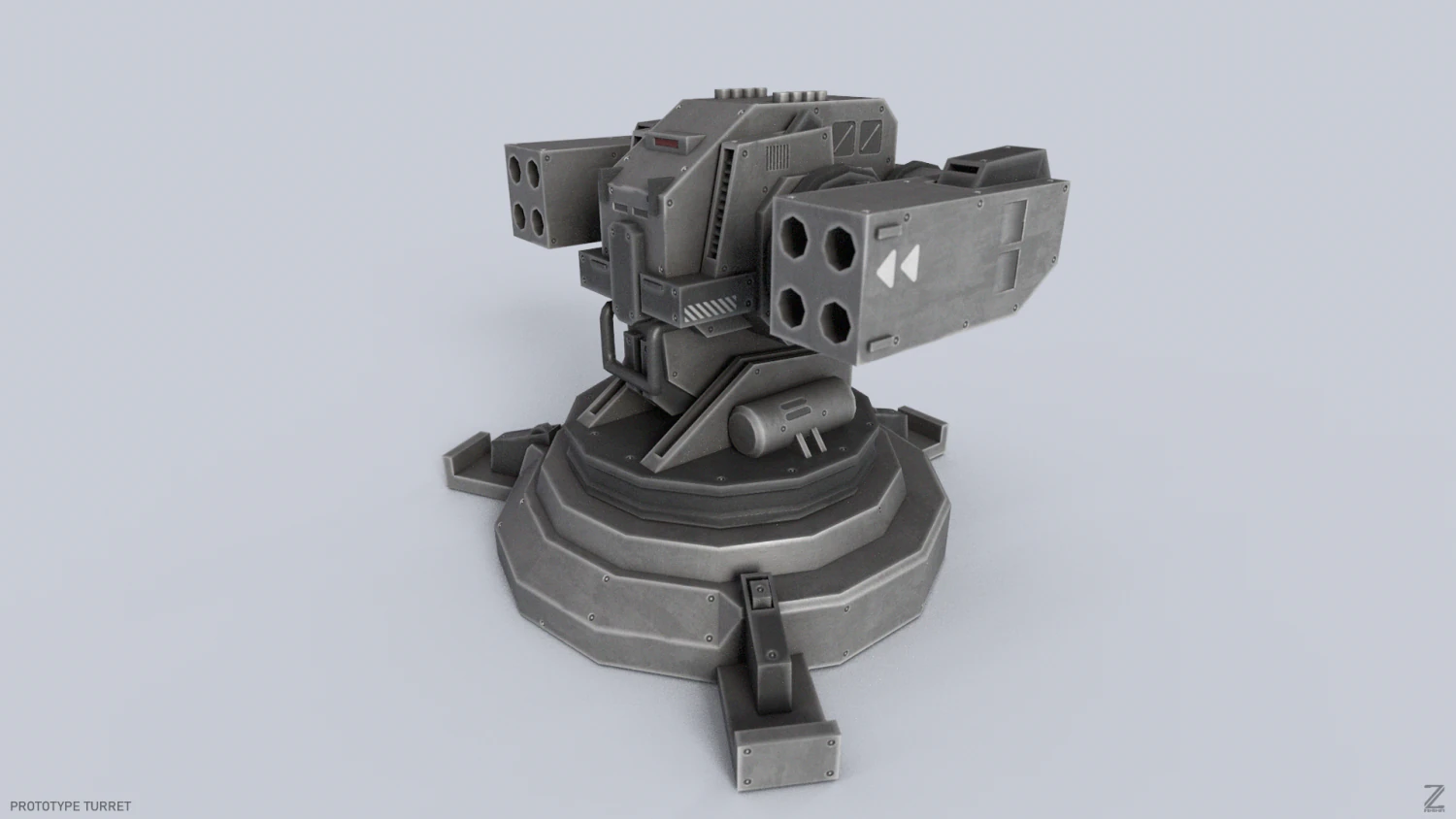 Prototype turret 3D Model .c4d .max .obj .3ds .fbx .stl .blend