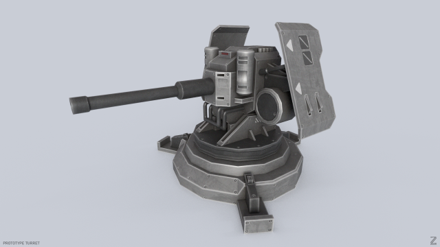 Prototype turret 3D Model .c4d .max .obj .3ds .fbx .stl .blend 