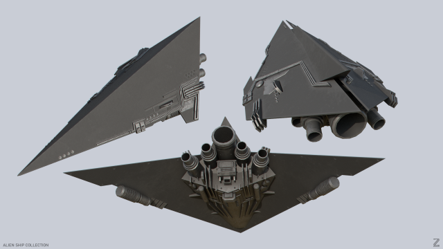 Alien ship collection 3D Model .c4d .max .obj .3ds .fbx .stl .blend 