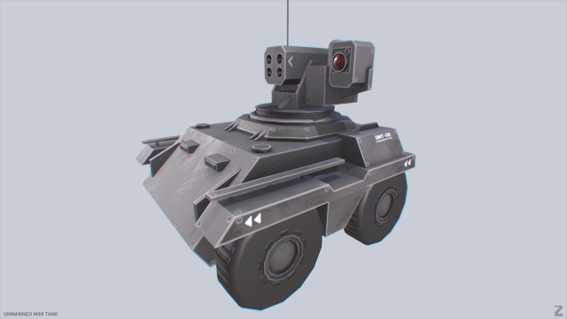Unmanned Mini Tank Model 3D .c4d .max .obj .3ds .fbx .stl .blend 