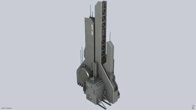 Scifi tower 3Dモデル .c4d .max .obj .3ds .fbx .stl .blend 