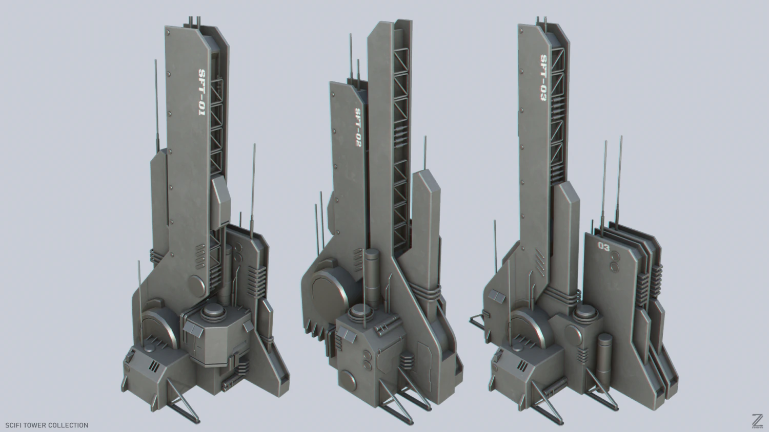 Collezione di torri fantascientifiche Modello 3D .c4d .max .obj .3ds .fbx .stl .blend