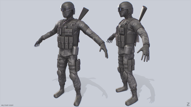 Military GSG9 3D Модель .c4d .max .obj .3ds .fbx .stl .blend 