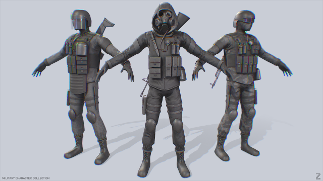 Military Character collection Modèle 3D .c4d .max .obj .3ds .fbx .stl .blend 