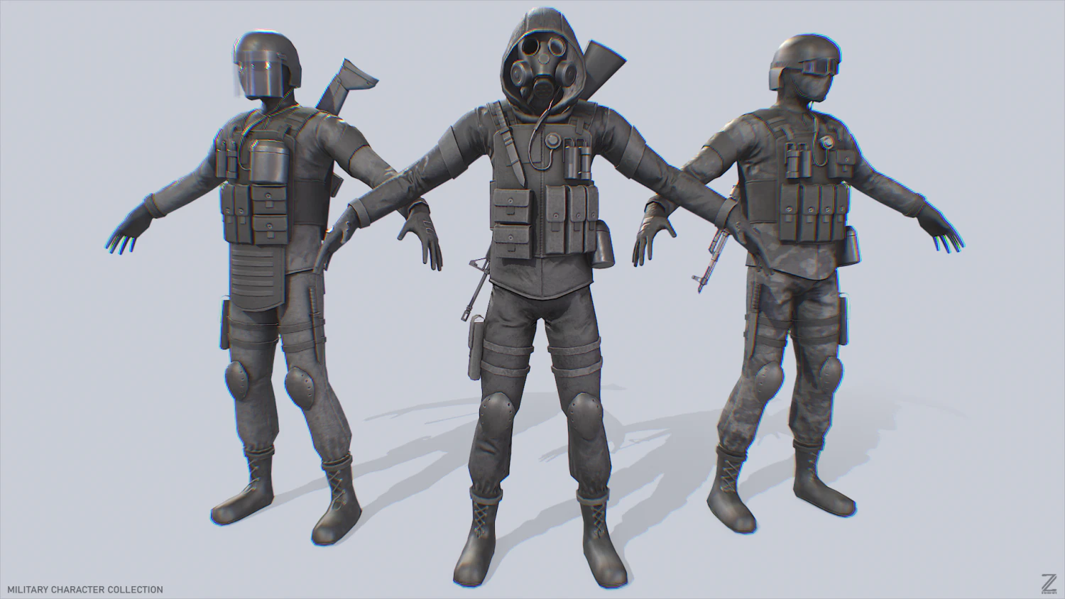 Military Character collection 3D Model .c4d .max .obj .3ds .fbx .stl .blend