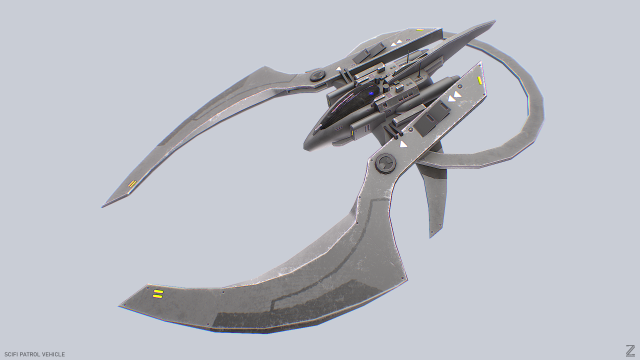Scifi patrol vehicle Model 3D .c4d .max .obj .3ds .fbx .stl .blend 