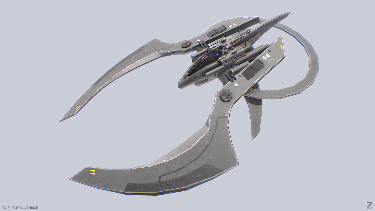 Scifi patrol vehicle 3D Model .c4d .max .obj .3ds .fbx .stl .blend