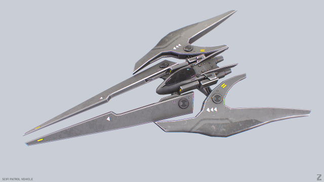 Scifi patrol vehicle 3D Model .c4d .max .obj .3ds .fbx .stl .blend 