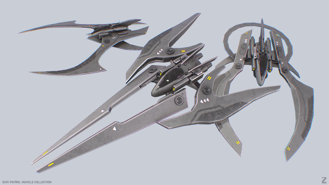 Scifi patrol vehicle collection 3D Модель .c4d .max .obj .3ds .fbx .stl .blend 