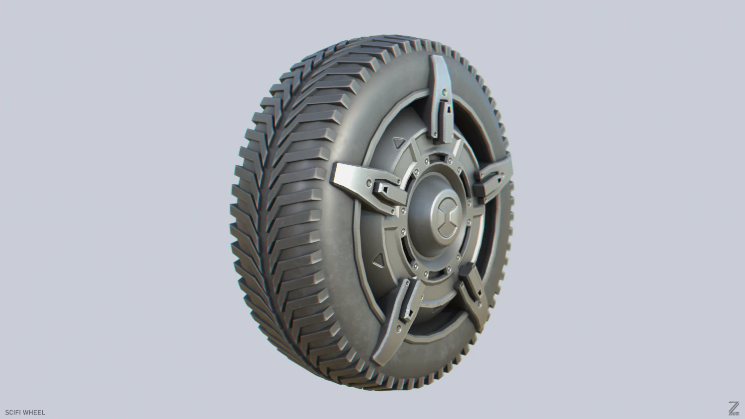 Scifi wheel 3D Model .c4d .max .obj .3ds .fbx .stl .blend 