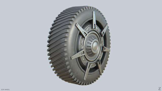 Scifi wheel 3D 模型 .c4d .max .obj .3ds .fbx .stl .blend 