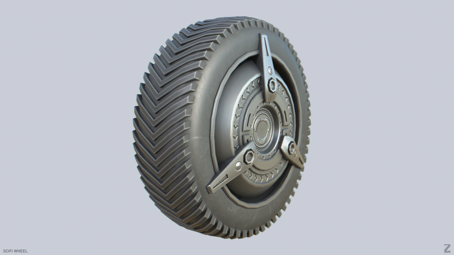 Scifi wheel 3D Model .c4d .max .obj .3ds .fbx .stl .blend 