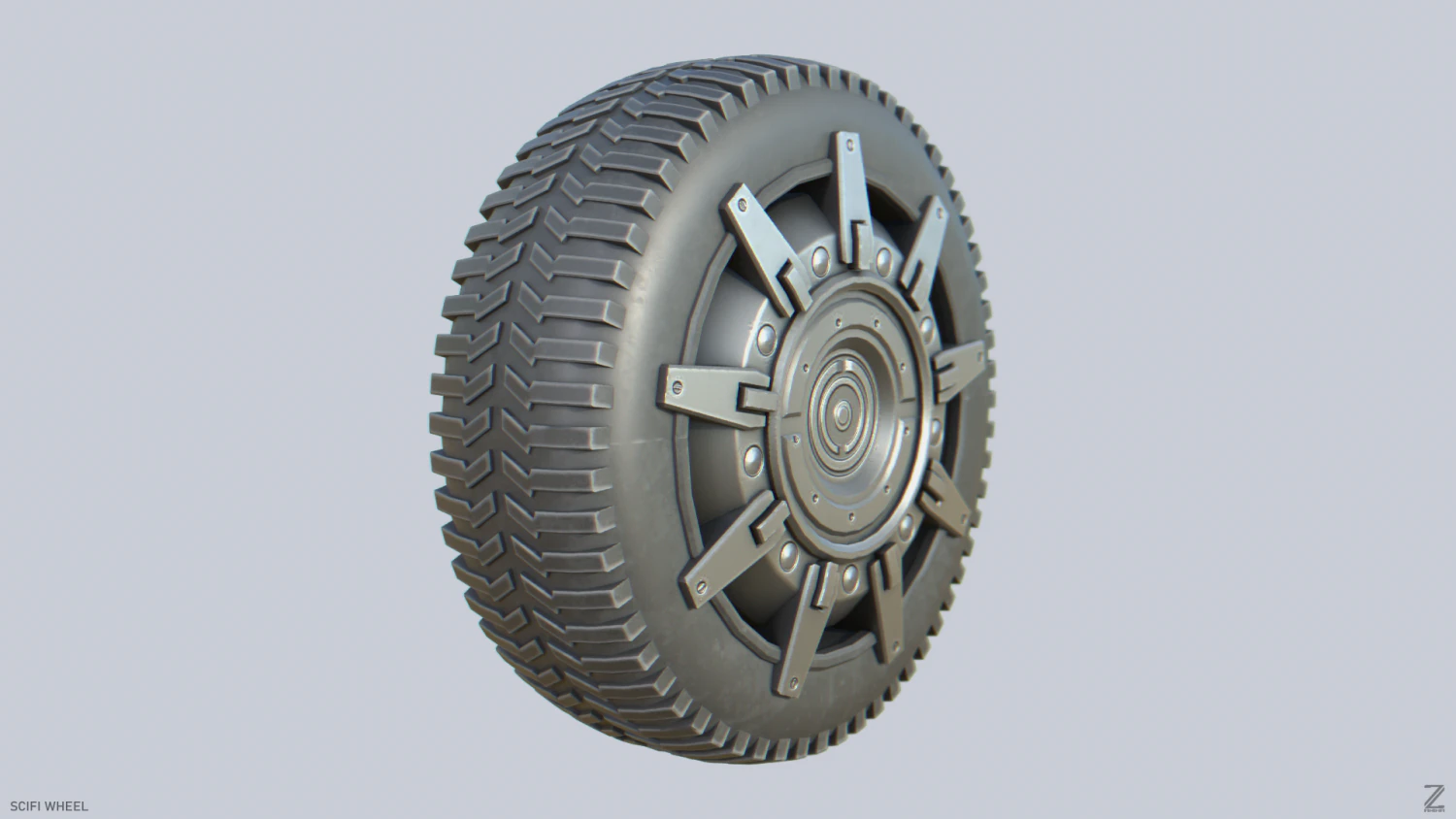 Scifi wheel 3D Model .c4d .max .obj .3ds .fbx .stl .blend 