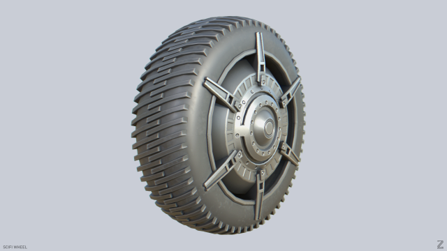 Scifi wheel 3D Model .c4d .max .obj .3ds .fbx .stl .blend 