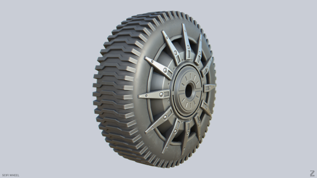 Scifi wheel 3D Model .c4d .max .obj .3ds .fbx .stl .blend 