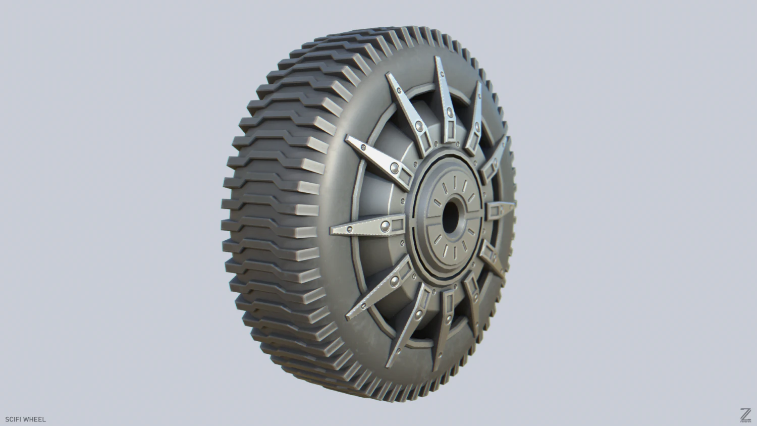 Scifi wheel 3D Model .c4d .max .obj .3ds .fbx .stl .blend 