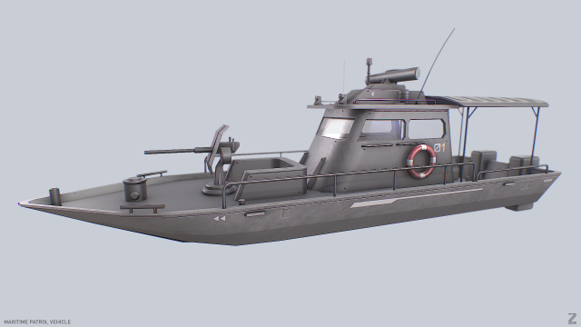 Maritime patrol vehicle Modelo 3D .c4d .max .obj .3ds .fbx .stl .blend 
