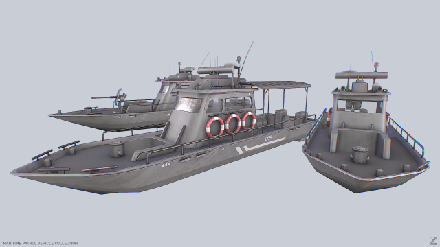 Maritime patrol vehicle collection 3D Модель .c4d .max .obj .3ds .fbx .stl .blend 