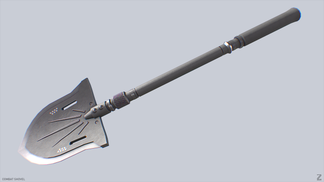Combat shovel Model 3D .c4d .max .obj .3ds .fbx .stl .blend 
