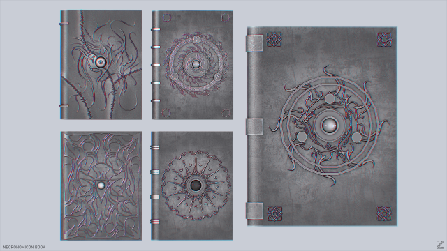 Necronomicon book collection 3D Model .c4d .max .obj .3ds .fbx .stl .blend 