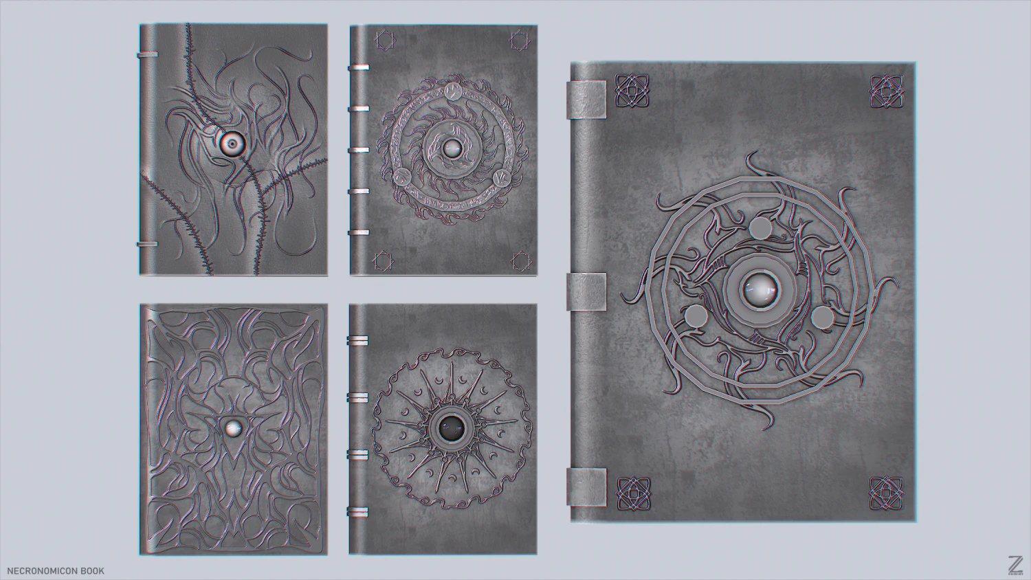 Necronomicon book collection 3D Model .c4d .max .obj .3ds .fbx .stl .blend 