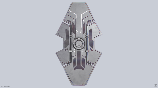 Sci fi shield 3D Model .c4d .max .obj .3ds .fbx .stl .blend 