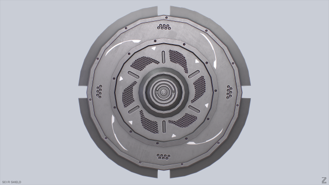 Sci fi shield 3D Model .c4d .max .obj .3ds .fbx .stl .blend 