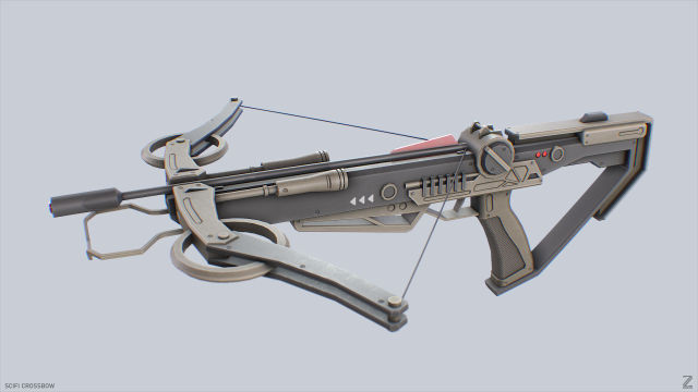 Scifi crossbow 3D 모델 .c4d .max .obj .3ds .fbx .stl .blend 