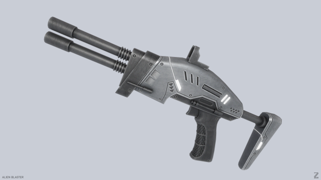 Alien blaster 3D Model .c4d .max .obj .3ds .fbx .stl .blend 