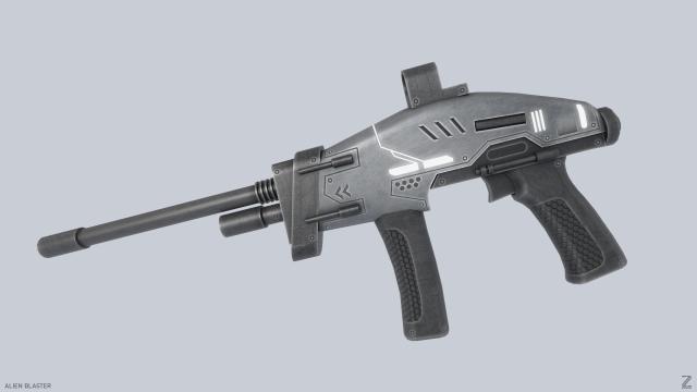 Alien blaster Model 3D .c4d .max .obj .3ds .fbx .stl .blend 