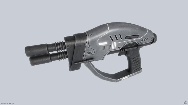 Alien blaster Model 3D .c4d .max .obj .3ds .fbx .stl .blend 