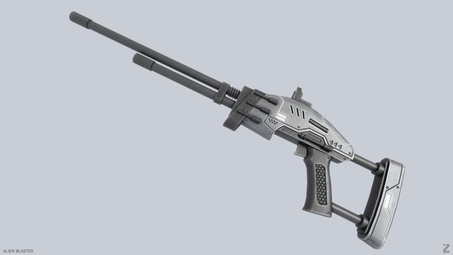 Alien blaster 3D Model .c4d .max .obj .3ds .fbx .stl .blend 