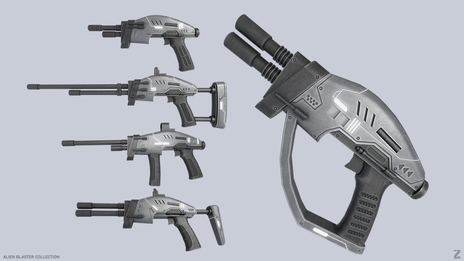 Collezione di blaster alieni Modello 3D .c4d .max .obj .3ds .fbx .stl .blend 