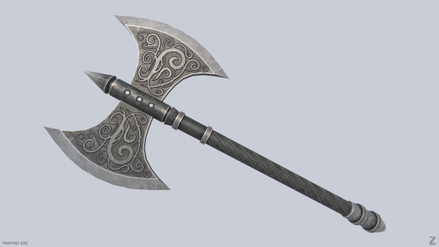 Fantasy axe 3D Model .c4d .max .obj .3ds .fbx .stl .blend 