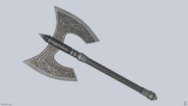 Fantasy axe 3D Model .c4d .max .obj .3ds .fbx .stl .blend 
