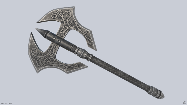 Fantasy axe Model 3D .c4d .max .obj .3ds .fbx .stl .blend 