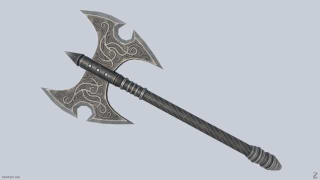 Fantasy axe Model 3D .c4d .max .obj .3ds .fbx .stl .blend 