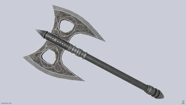 Fantasy axe 3D 模型 .c4d .max .obj .3ds .fbx .stl .blend 