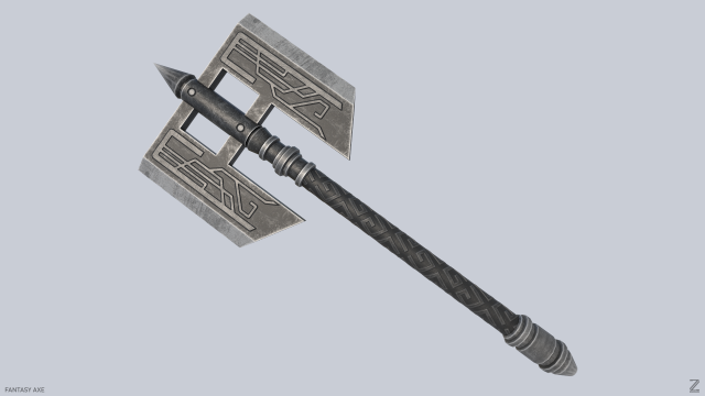 Fantasy axe 3D Model .c4d .max .obj .3ds .fbx .stl .blend 