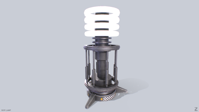 Sci fi lamp 3D Model .c4d .max .obj .3ds .fbx .stl .blend 