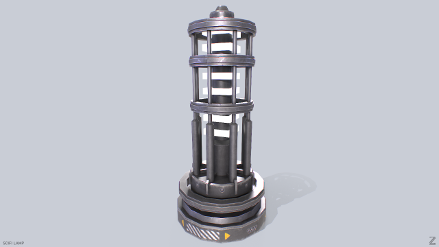 Sci fi lamp 3D Model .c4d .max .obj .3ds .fbx .stl .blend 