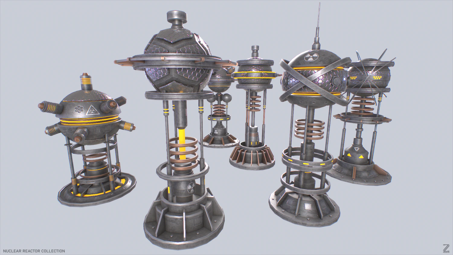 Nuclear reactor collection 3D Model .c4d .max .obj .3ds .fbx .stl .blend