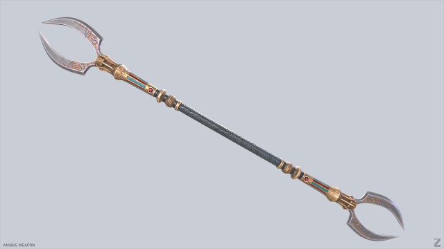 Anubis weapon 3D Модель .c4d .max .obj .3ds .fbx .stl .blend 