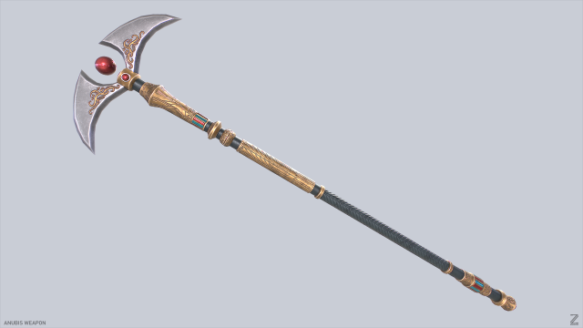 Anubis weapon 3D Модель .c4d .max .obj .3ds .fbx .stl .blend 