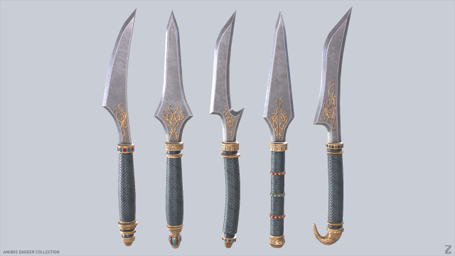 Anubis dagger collection Modello 3D .c4d .max .obj .3ds .fbx .stl .blend 