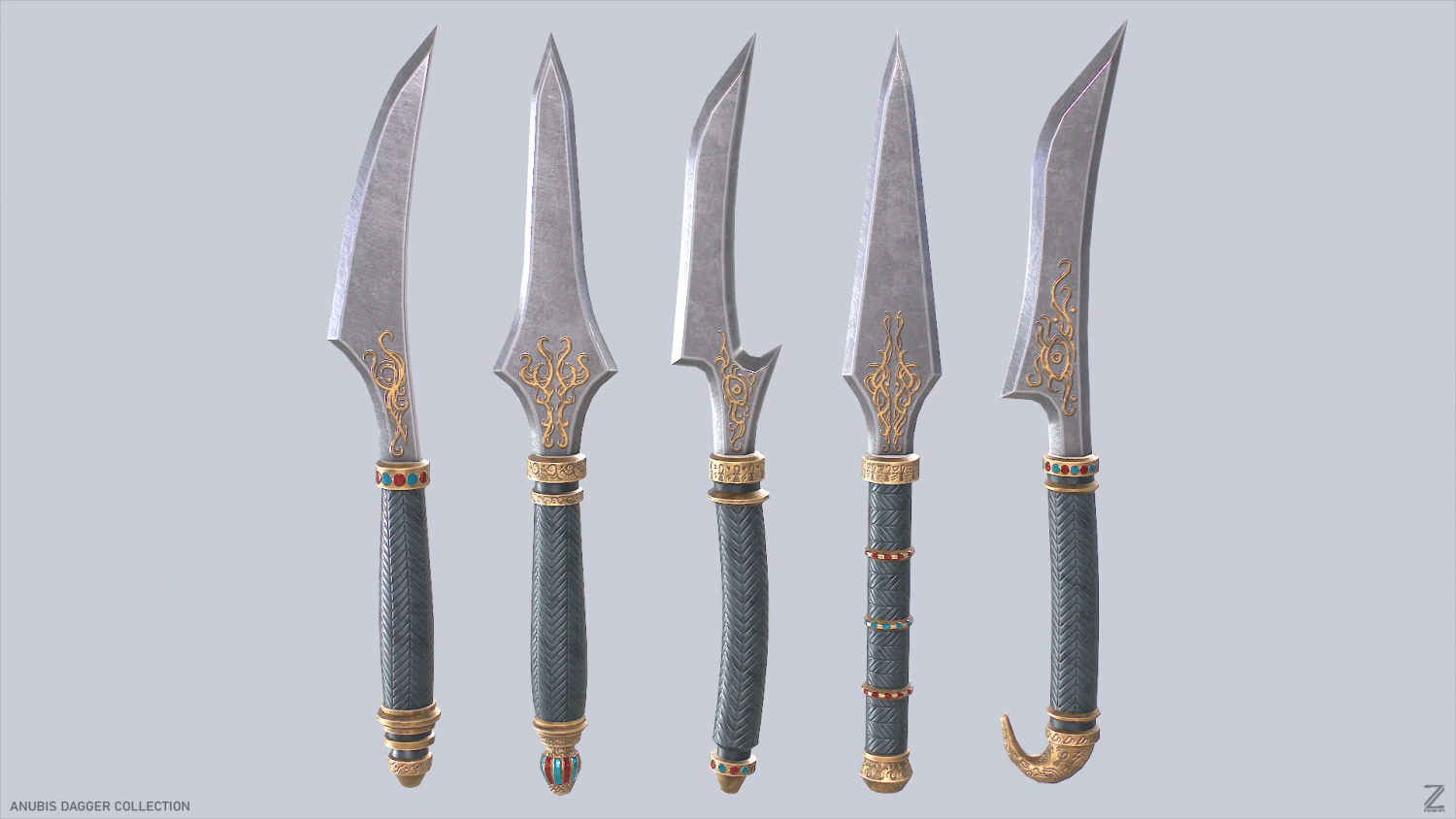 Anubis dagger collection 3D Model .c4d .max .obj .3ds .fbx .stl .blend 