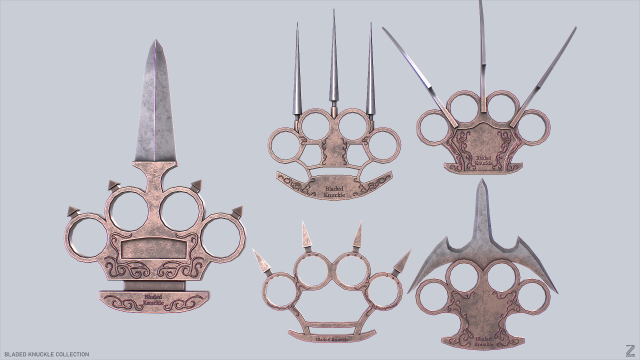 Bladed knuckle collection 3D 模型 .c4d .max .obj .3ds .fbx .stl .blend 