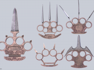 Bladed knuckle collection 3D Model
